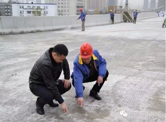 雨晴防水李总视察杨泗港桥面防水施工现场